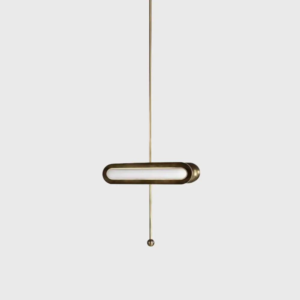 Gold Plated Led Suspended Light For Dining Room - Postmodern Metal Oblong Design / Horizontal