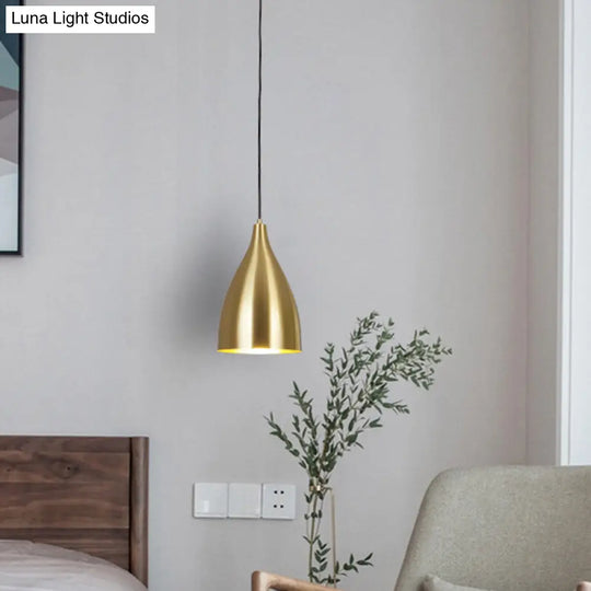Modern Gold Plated Bullet-Shaped Hanging Lamp Pendant For Restaurants