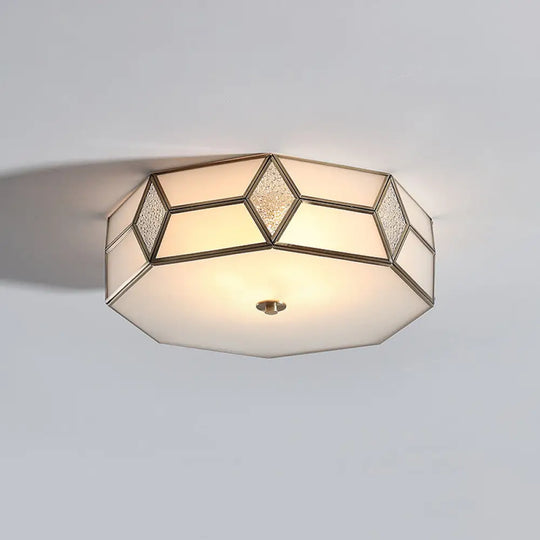 Gold Polyhedron Frost Glass Flush Mount Ceiling Light For Traditional Bedrooms 4 /