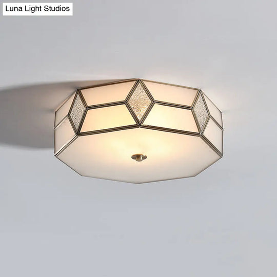 Gold Polyhedron Frost Glass Flush Mount Ceiling Light For Traditional Bedrooms 4 /