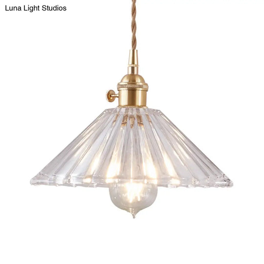 Post-Modern Gold Hanging Lamp Kit With Glass Shade - Drop Pendant Design