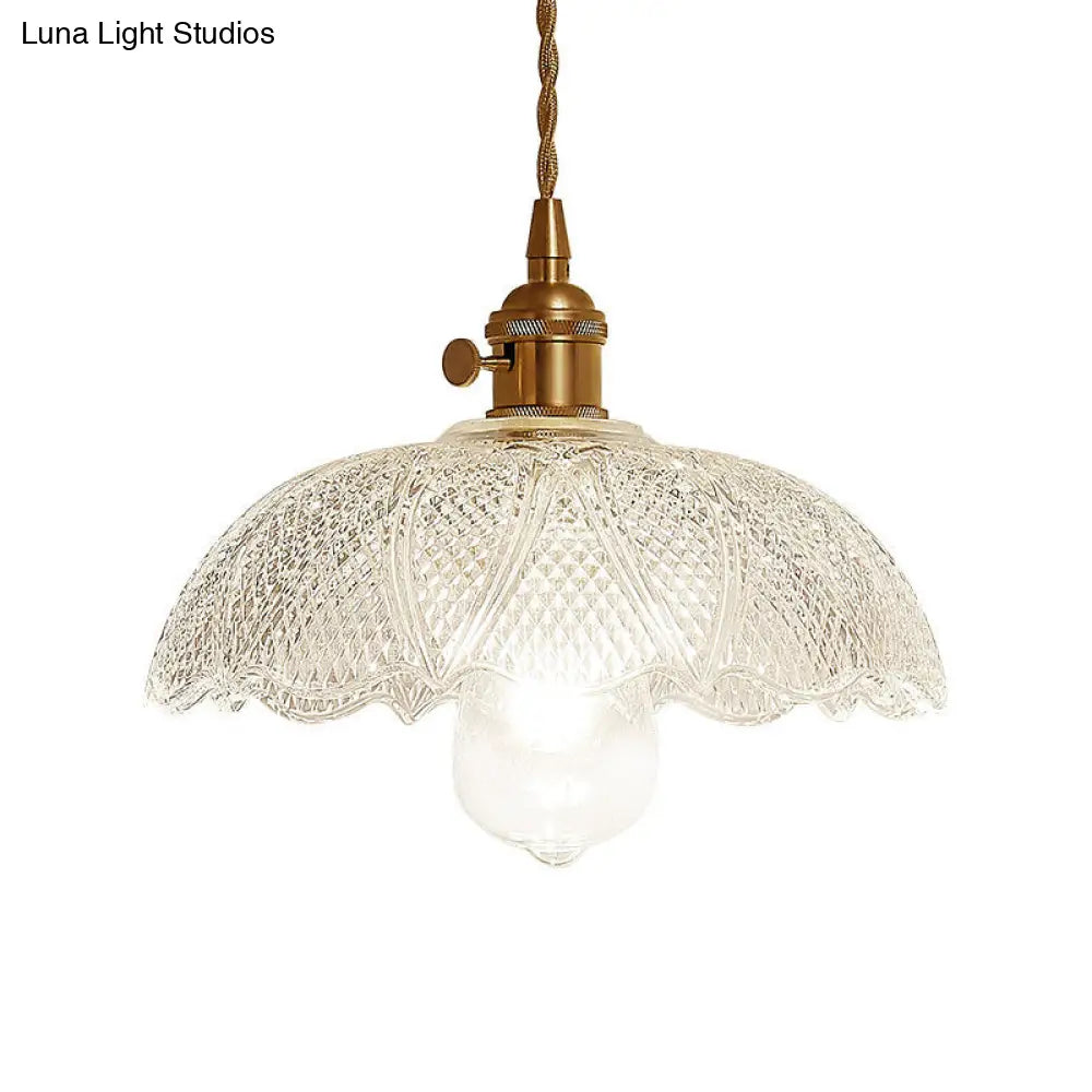 Post-Modern Gold Hanging Lamp Kit With Glass Shade - Drop Pendant Design