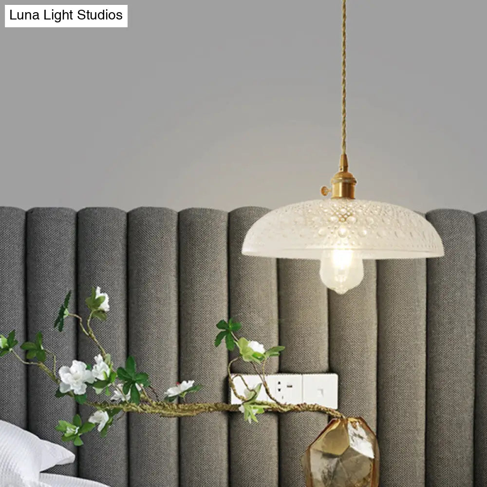 Post-Modern Gold Hanging Lamp Kit With Glass Shade - Drop Pendant Design