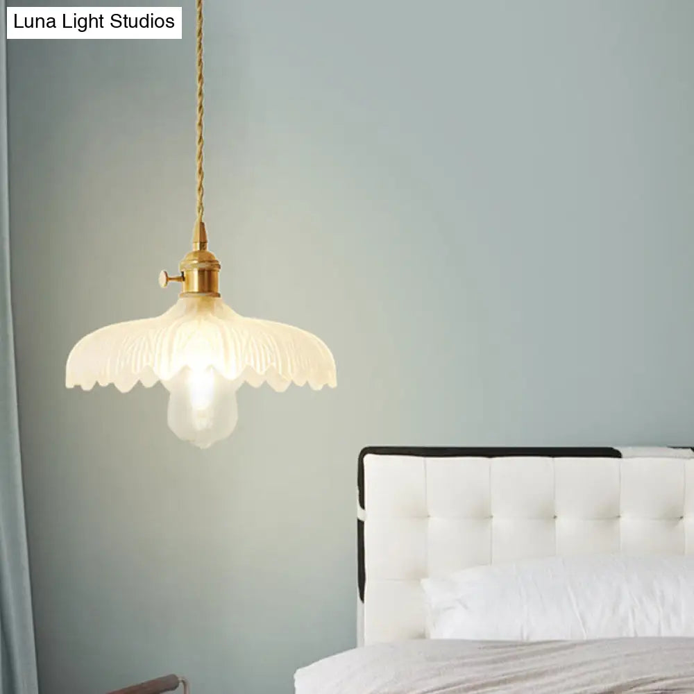 Post-Modern Gold Hanging Lamp Kit With Glass Shade - Drop Pendant Design / F