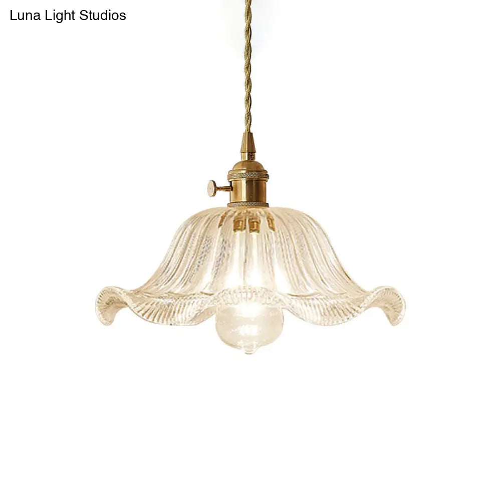 Post-Modern Gold Hanging Lamp Kit With Glass Shade - Drop Pendant Design