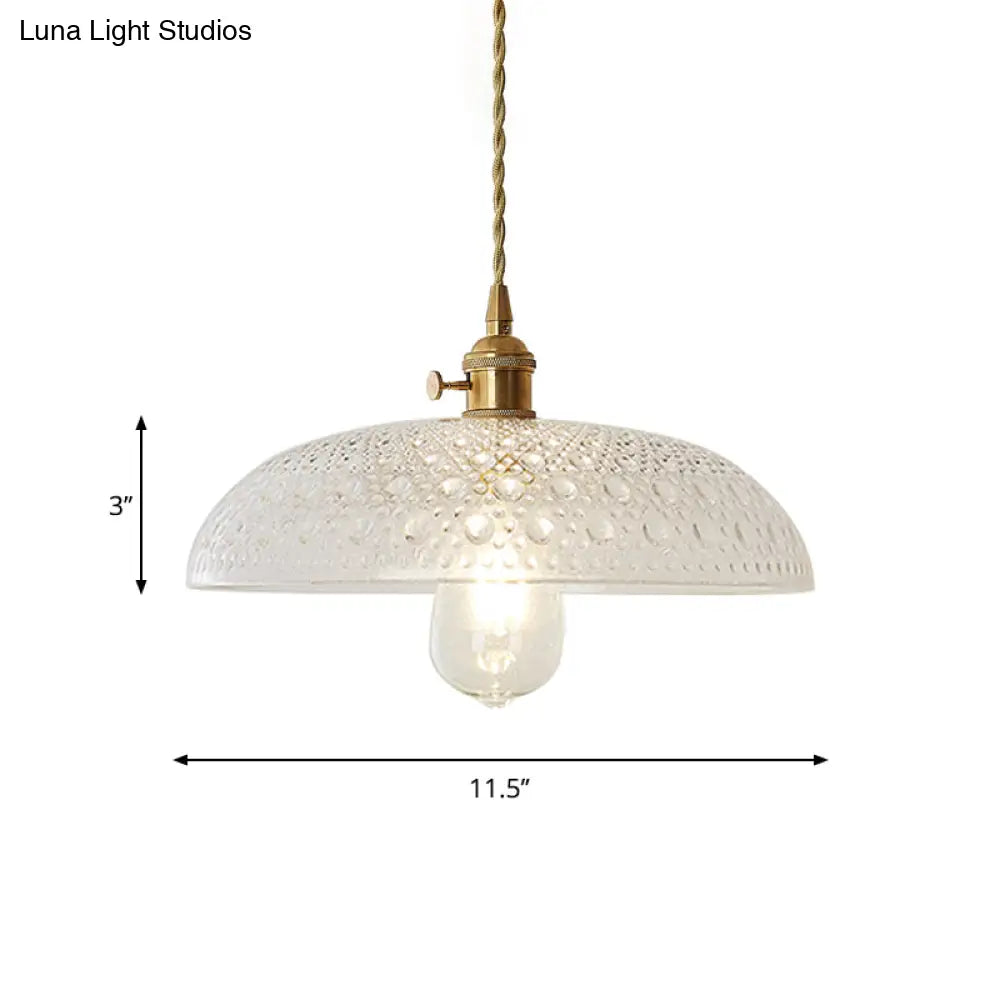 Gold Post-Modern Pendant Hanging Lamp Kit With 1 Head Floral/Bowl/Cone Design And Frosted/Clear