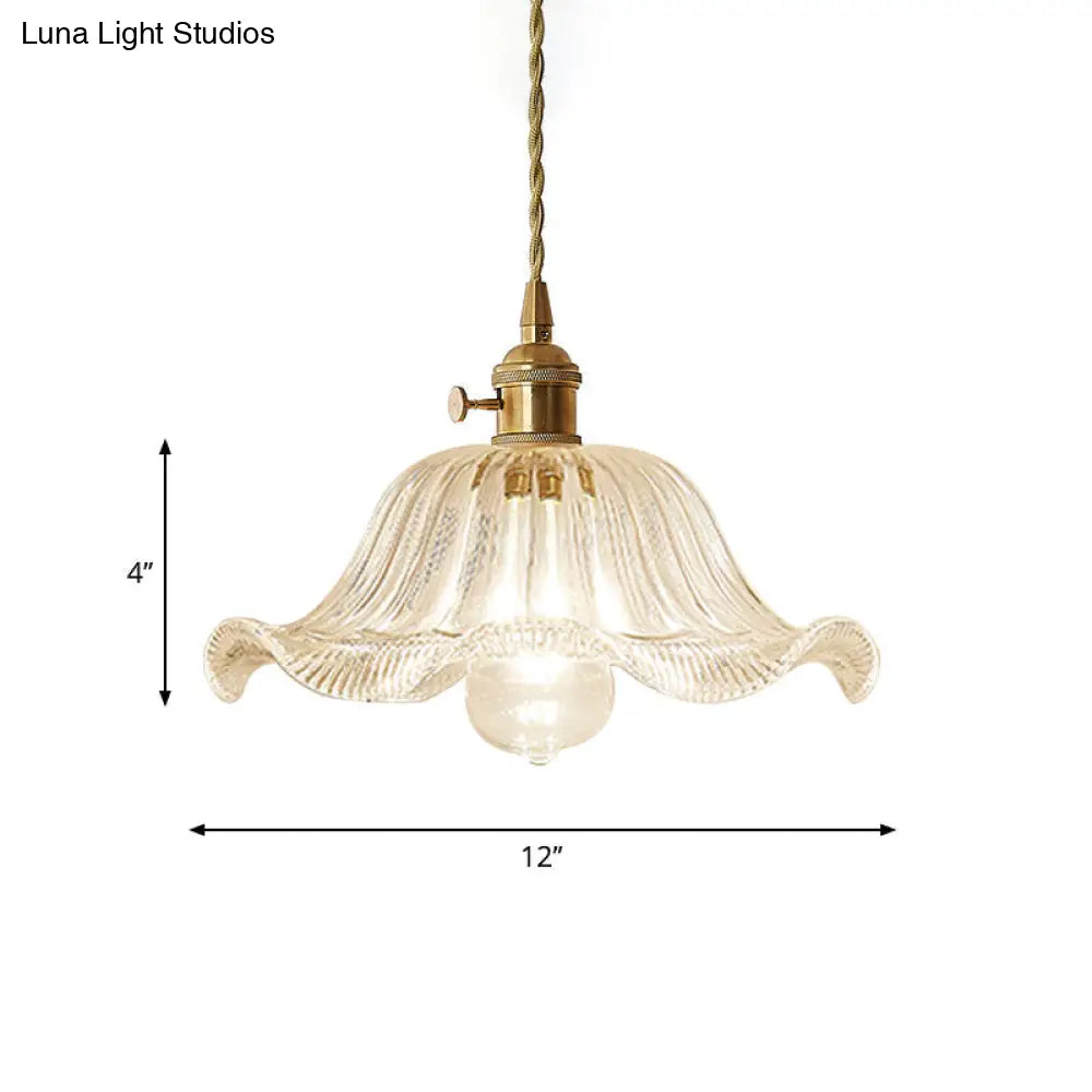 Post-Modern Gold Hanging Lamp Kit With Glass Shade - Drop Pendant Design