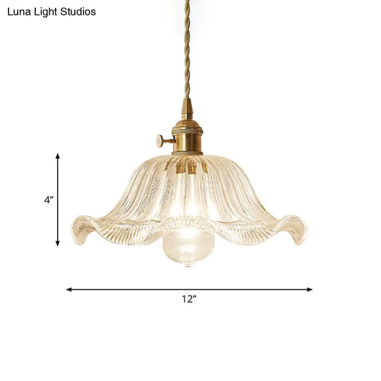 Post-Modern Gold Hanging Lamp Kit With Glass Shade - Drop Pendant Design