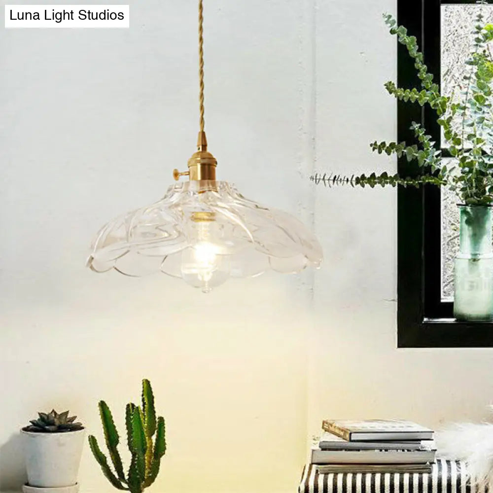 Post-Modern Gold Hanging Lamp Kit With Glass Shade - Drop Pendant Design / D