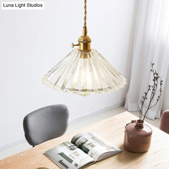 Post-Modern Gold Hanging Lamp Kit With Glass Shade - Drop Pendant Design / A