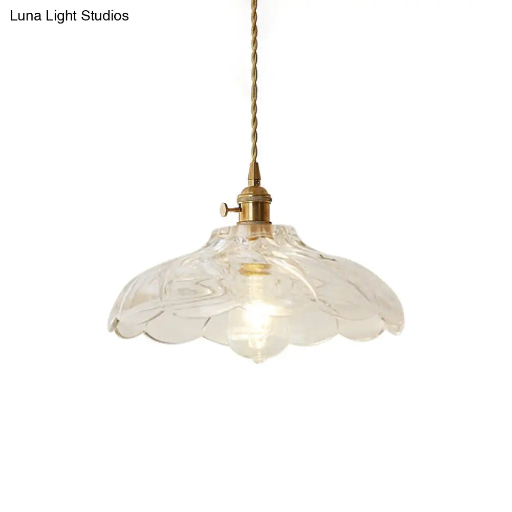 Post-Modern Gold Hanging Lamp Kit With Glass Shade - Drop Pendant Design