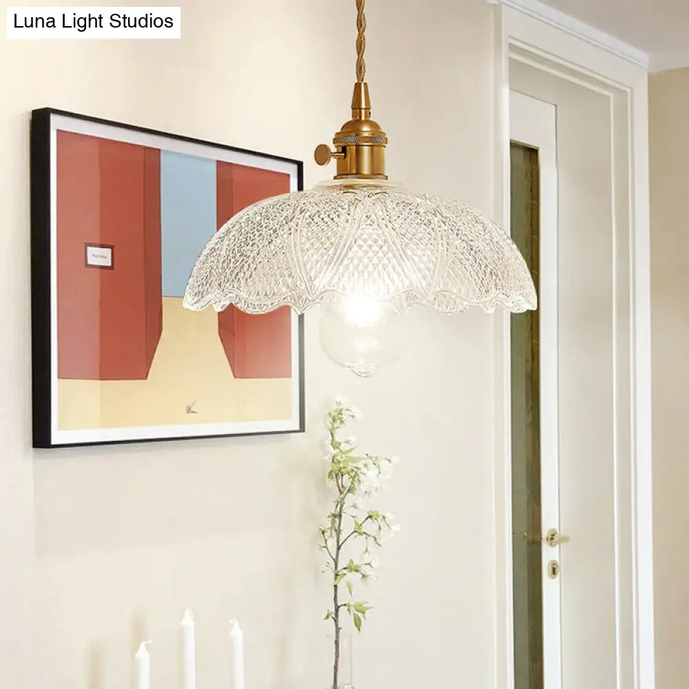 Post-Modern Gold Hanging Lamp Kit With Glass Shade - Drop Pendant Design / C