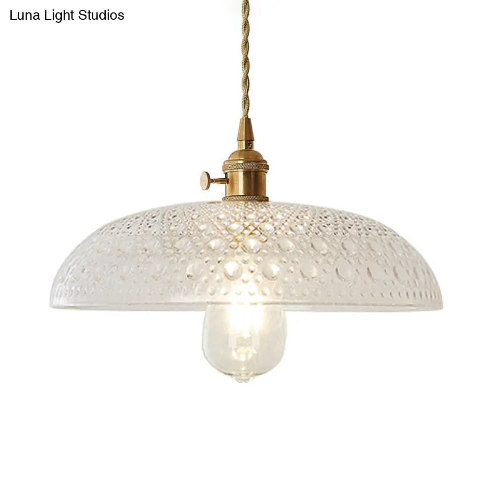 Gold Post-Modern Pendant Hanging Lamp Kit With 1 Head Floral/Bowl/Cone Design And Frosted/Clear