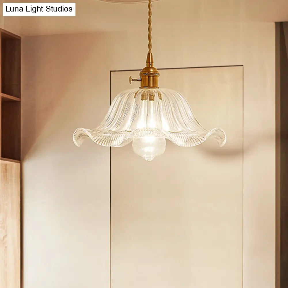 Post-Modern Gold Hanging Lamp Kit With Glass Shade - Drop Pendant Design / B