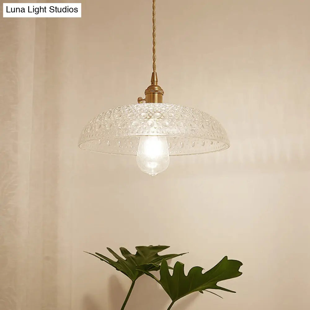 Post-Modern Gold Hanging Lamp Kit With Glass Shade - Drop Pendant Design / E