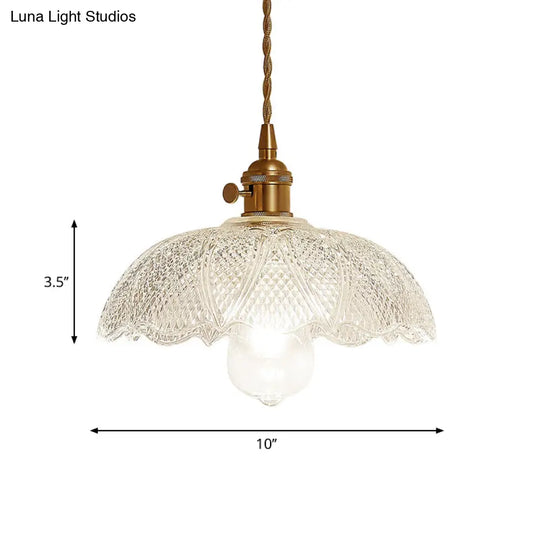 Gold Post-Modern Pendant Hanging Lamp Kit With 1 Head Floral/Bowl/Cone Design And Frosted/Clear