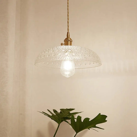 Gold Post-Modern Pendant Hanging Lamp Kit With 1 Head Floral/Bowl/Cone Design And Frosted/Clear