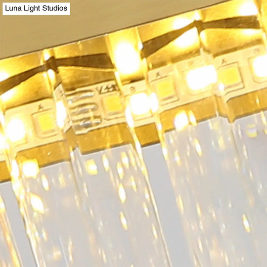 Gold Postmodern Led Chandelier With Crystal Rods - Oval Dining Room Hanging Lamp Kit