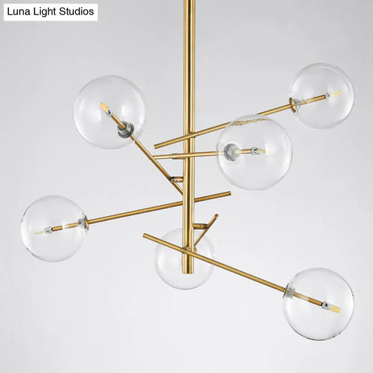 Gold Postmodern Spherical Glass Chandelier - 6-Bulb Kitchen Bar Ceiling Light