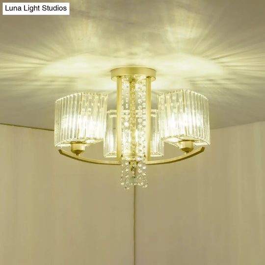 Gold Prismatic Crystal Semi Flush Light For Living Room - Minimalistic Circular Ceiling Mount 3 /