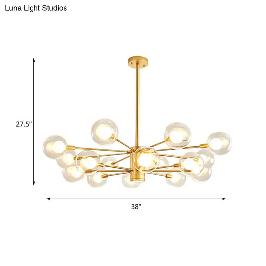 Gold Radial Design Chandelier: Modernist Glass Globe Light Fixture 10/12/16 Lights