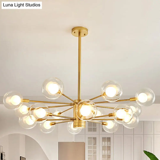 Gold Radial Design Chandelier: Modernist Glass Globe Light Fixture 10/12/16 Lights