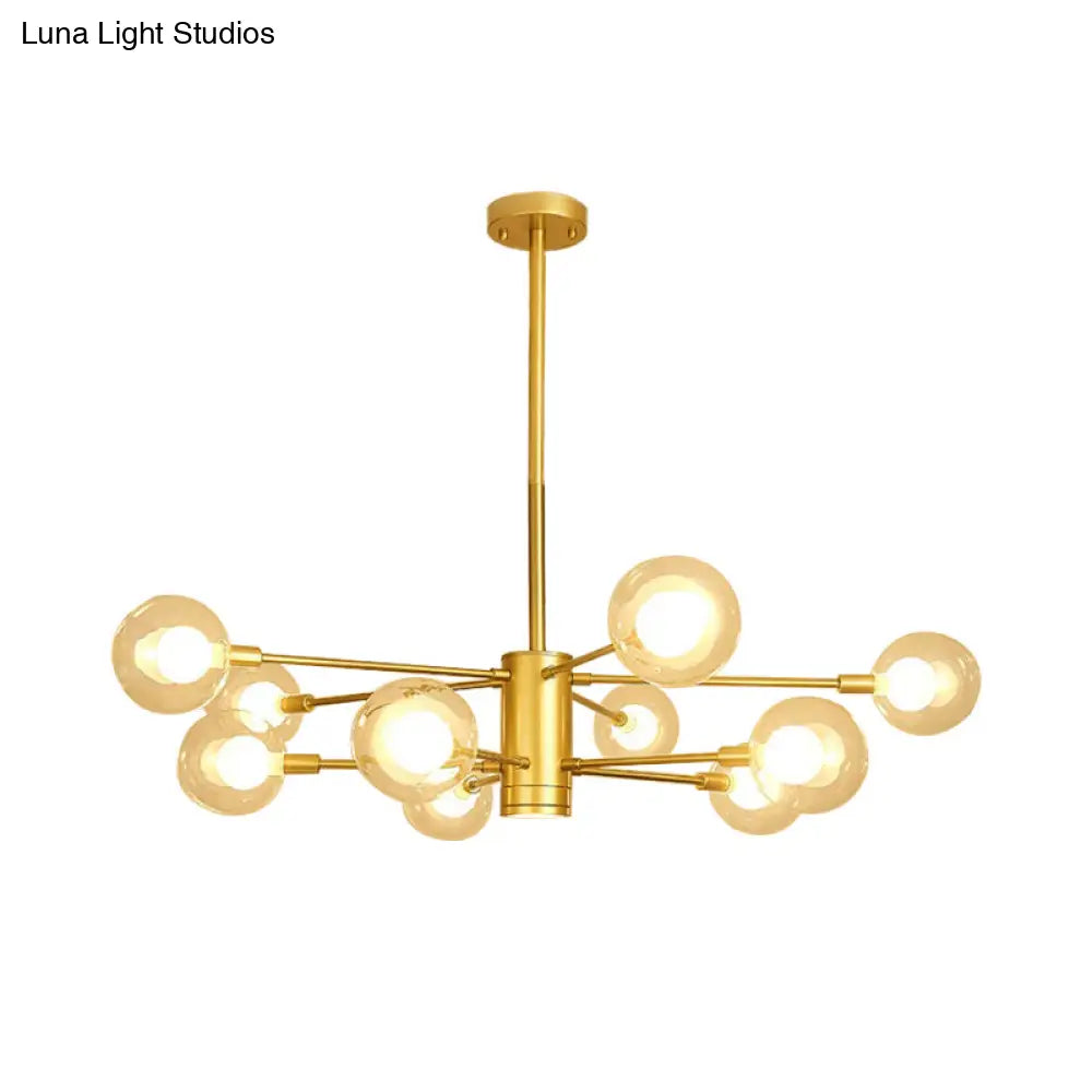 Gold Radial Design Chandelier: Modernist Glass Globe Light Fixture 10/12/16 Lights