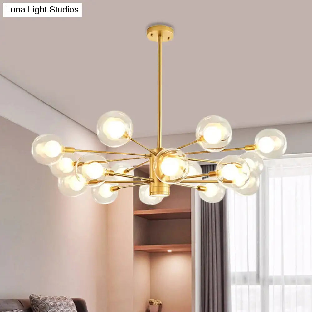 Gold Radial Design Chandelier: Modernist Glass Globe Light Fixture 10/12/16 Lights