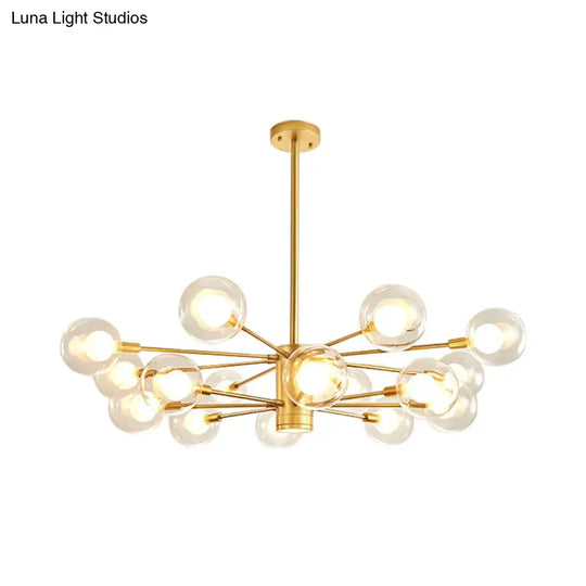 Gold Radial Design Chandelier: Modernist Glass Globe Light Fixture 10/12/16 Lights