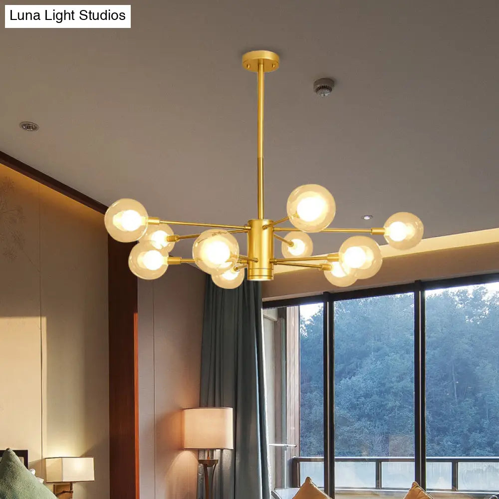 Gold Radial Design Chandelier: Modernist Glass Globe Light Fixture 10/12/16 Lights