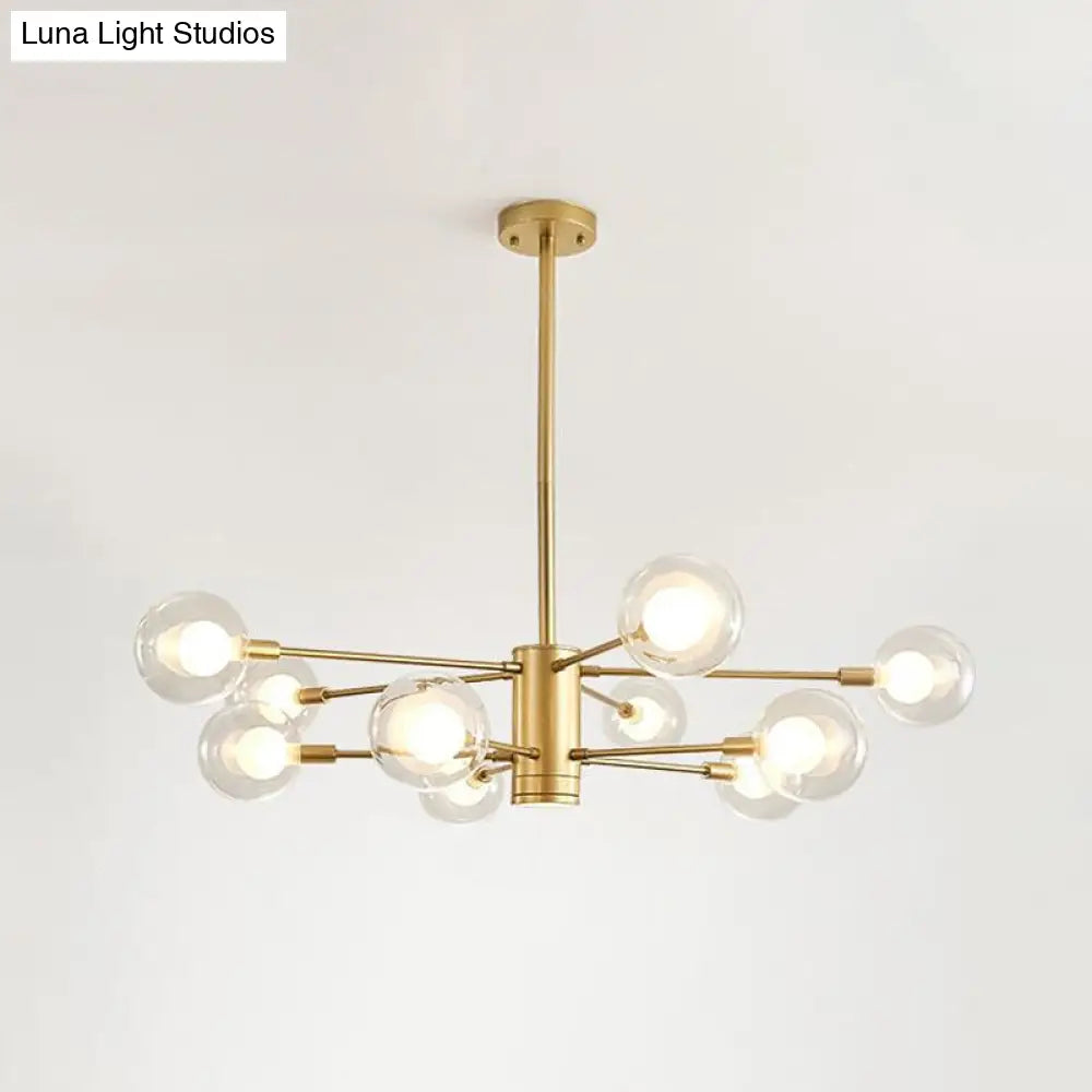 Gold Radial Design Chandelier: Modernist Glass Globe Light Fixture 10/12/16 Lights