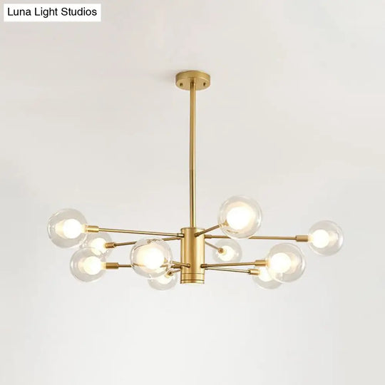 Gold Radial Design Chandelier: Modernist Glass Globe Light Fixture 10/12/16 Lights