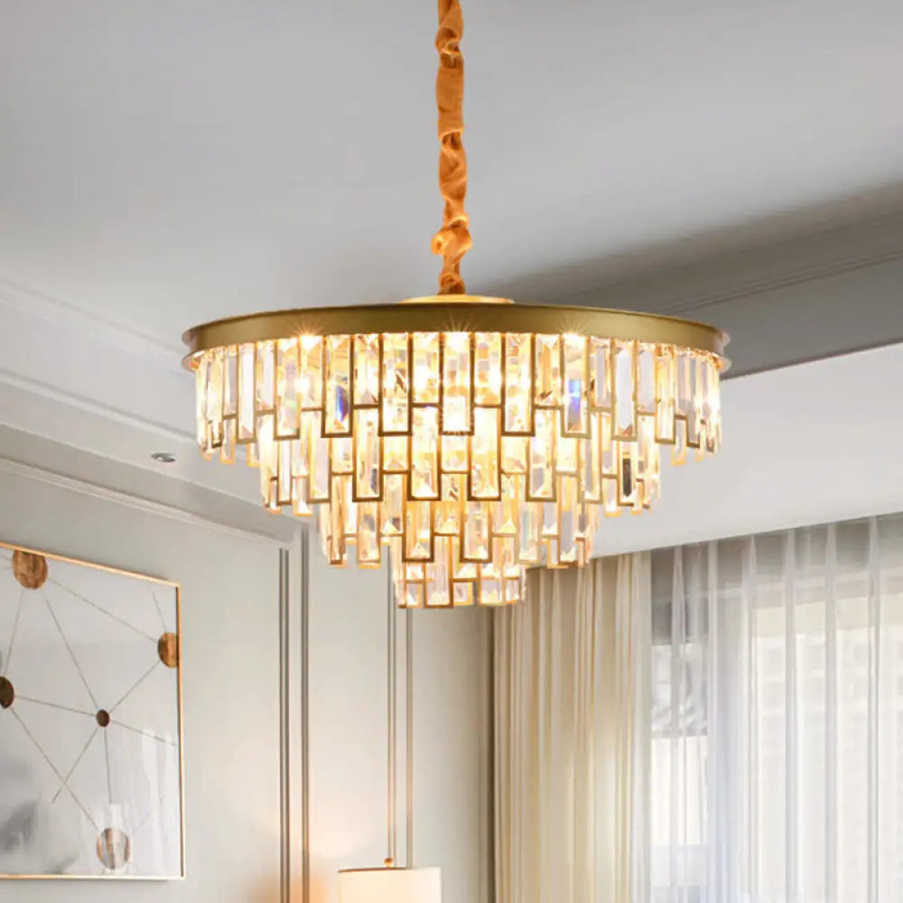 Gold Retro Conical Crystal Chandelier Pendant With 4/6 Lights 6 /