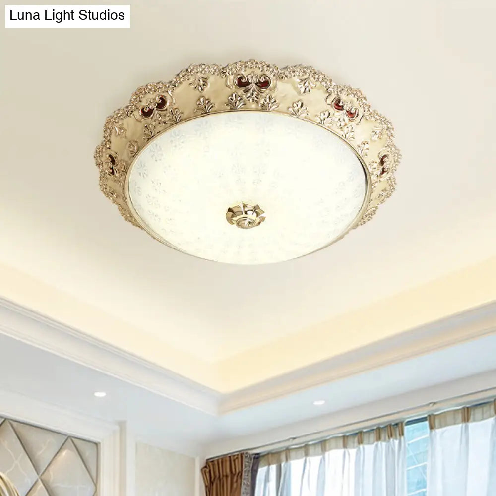 Gold Retro Led Glass Flushmount Ceiling Light Sizes: 14’/16’/19.5