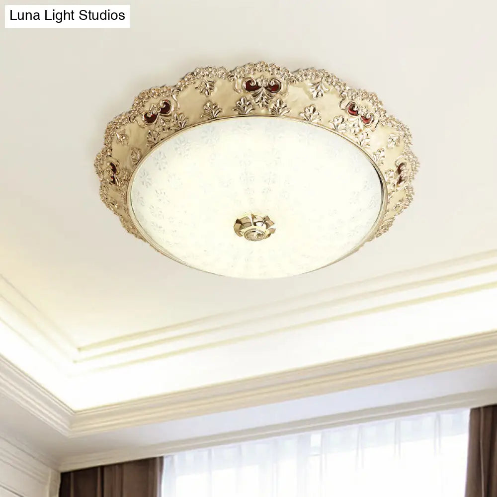 Gold Retro Led Glass Flushmount Ceiling Light Sizes: 14/16/19.5 / 14