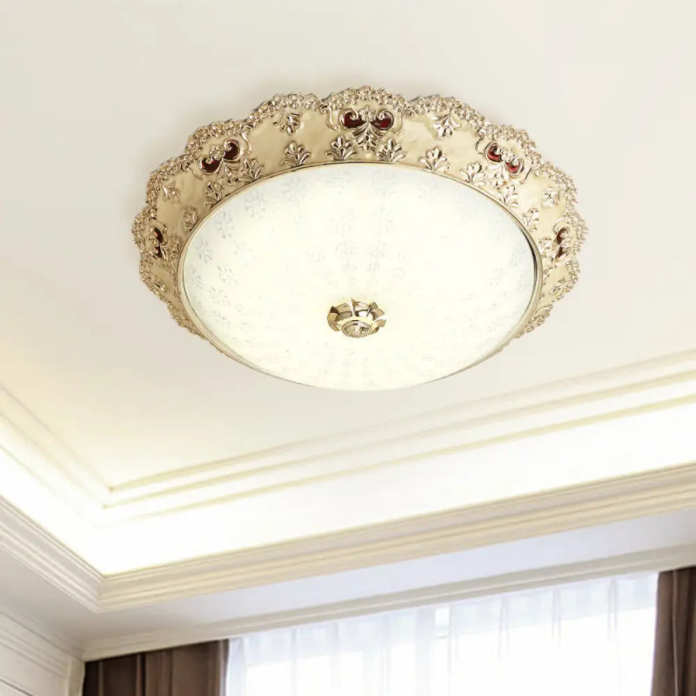 Gold Retro Led Glass Flushmount Ceiling Light Sizes: 14’/16’/19.5 / 14’