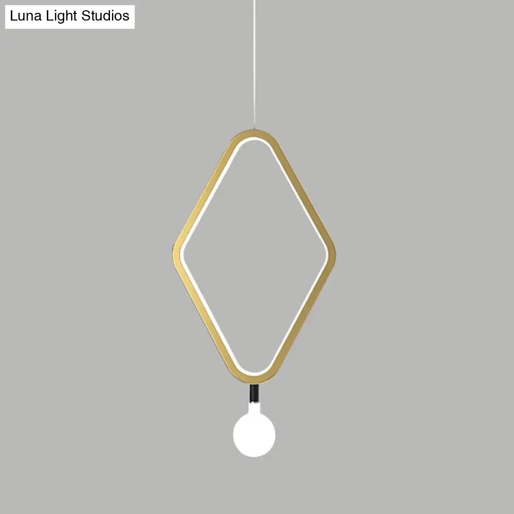 Gold Rhombus Pendant Light - Simplicity & Style In Warm/White With Exposed Bulb Design