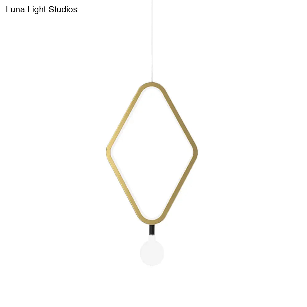 Gold Rhombus Pendant Light - Simplicity & Style In Warm/White With Exposed Bulb Design