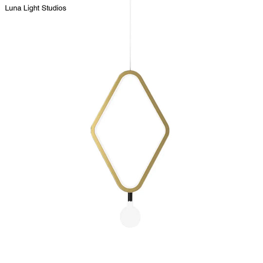 Gold Rhombus Pendant Light - Simplicity & Style In Warm/White With Exposed Bulb Design