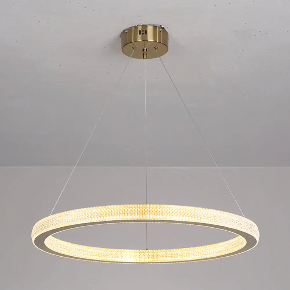 Gold Ring Suspension Light - Modern Led Acrylic Pendant Lamp White/Warm 19’/25.5’ Dia / 19’ White