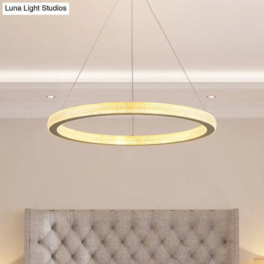 Gold Ring Suspension Light - Modern Led Acrylic Pendant Lamp White/Warm 19’/25.5’ Dia