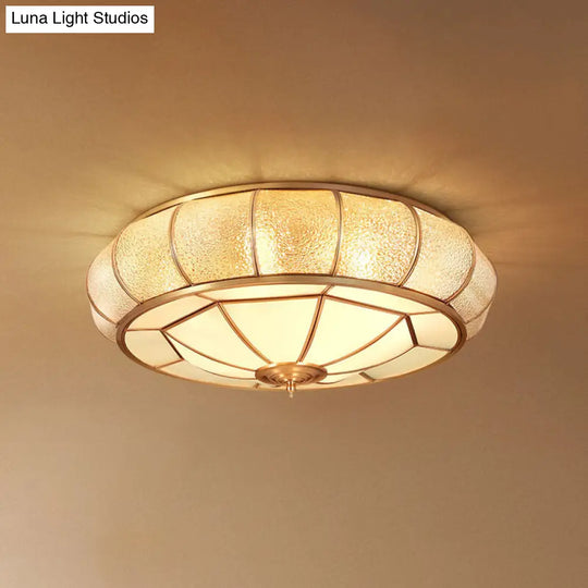 Gold Ripple Glass Flush Mount Lighting: Classic Donut-Shaped Fixture Ideal For Dining Rooms 6 /
