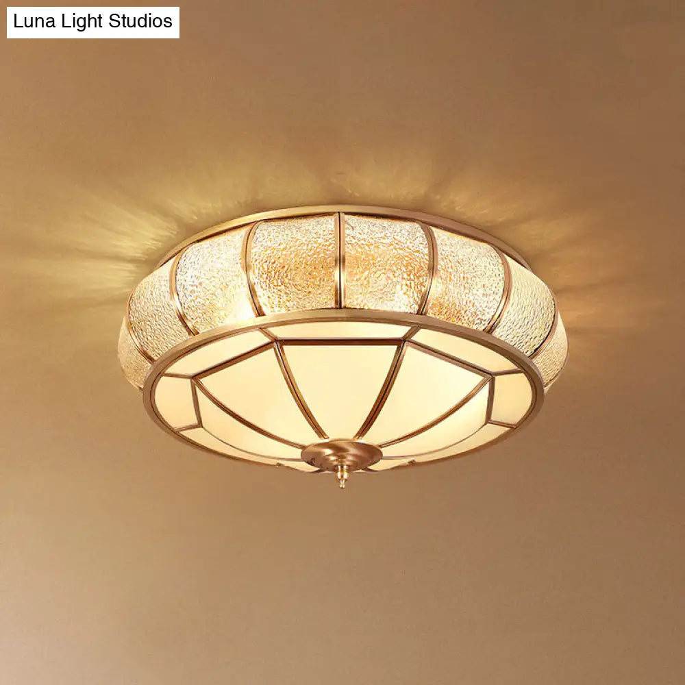 Gold Ripple Glass Flush Mount Lighting: Classic Donut-Shaped Fixture Ideal For Dining Rooms 4 /