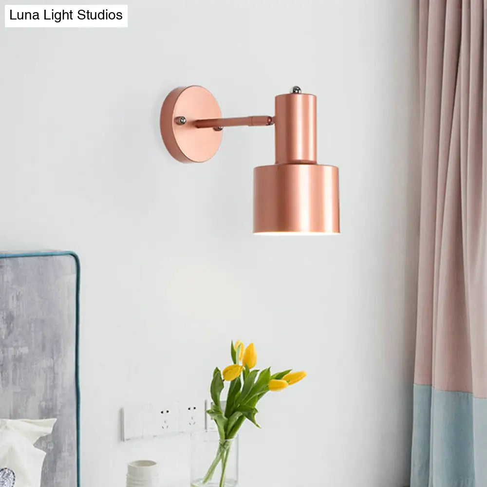 Gold/Rose Gold Cylinder Wall Sconce With Metal Shade - Perfect For Bedroom Lighting