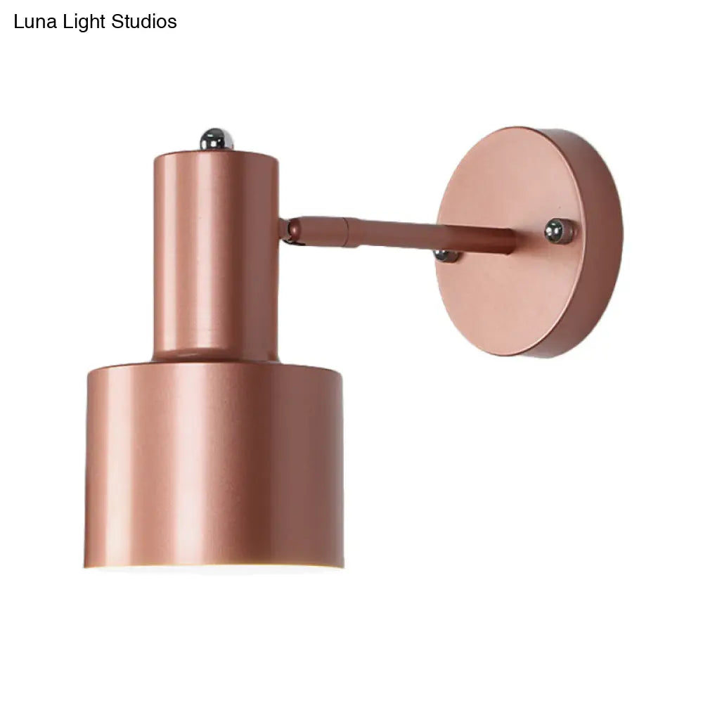 Gold/Rose Gold Cylinder Wall Sconce With Metal Shade - Perfect For Bedroom Lighting