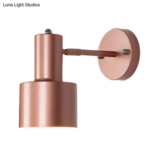 Gold/Rose Gold Cylinder Wall Sconce With Metal Shade - Perfect For Bedroom Lighting