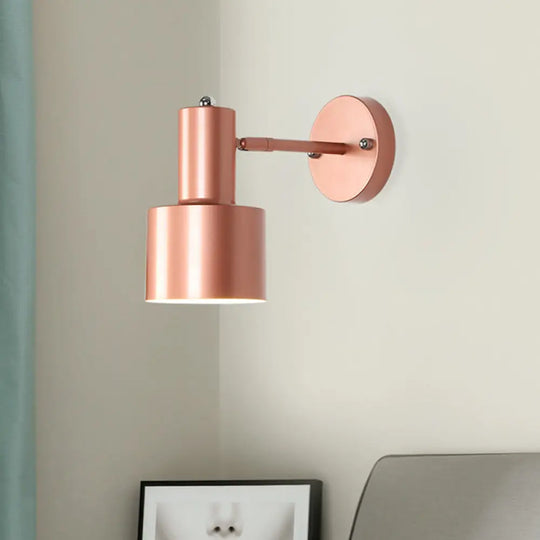 Gold/Rose Gold Cylinder Wall Sconce With Metal Shade - Perfect For Bedroom Lighting Rose