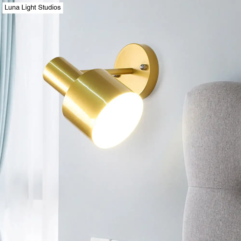 Gold/Rose Gold Cylinder Wall Sconce With Metal Shade - Perfect For Bedroom Lighting