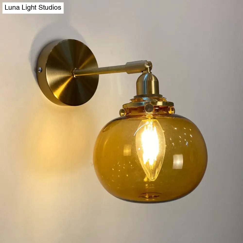 Gold Rotatable Wall Sconce With Glass Shade - Bedroom Lamp