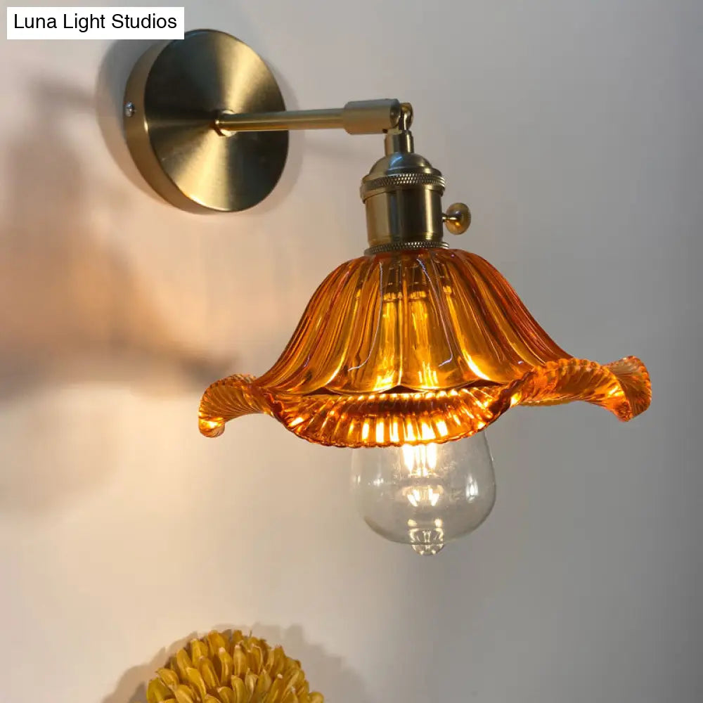 Gold Rotatable Wall Sconce With Glass Shade - Bedroom Lamp